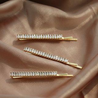 Rhinestone Hair Clip 1 Piece - White & Gold - One Size