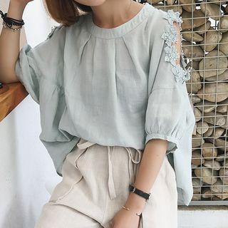 Cutout Lace Sleeve Top