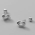 Knot / Bead Sterling Silver Earring 1 Pair - Silver - One Size
