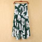 High-waist Flower Print Midi Skirt