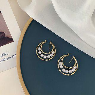 Faux Pearl Layered Hoop Earring 1 Pair - Pearl - One Size