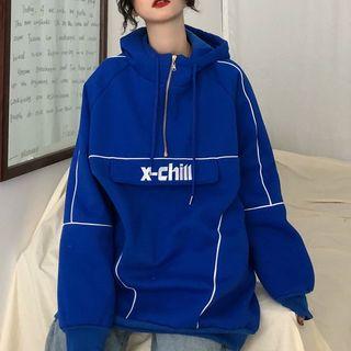 Ovresized Contrast-trim Lettering Hoodie