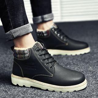 Panel Fleece-lined Short Boots