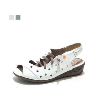 Lace-up Trim Perforated Sandals