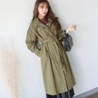 Belted Stand-collar Parka With Sash