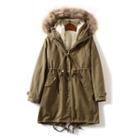 Furry Hood Fleece-lined Zip Jacket