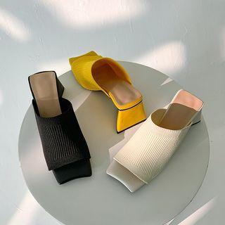 Block Heel Knit Sandals