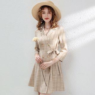 Plaid Double-breasted A-line Mini Dress