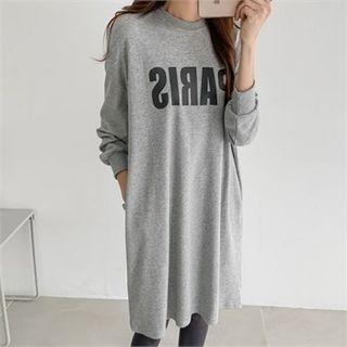 Drop-shoulder Letter Print Pullover Dress
