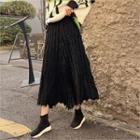 Fringed A-line Long Skirt