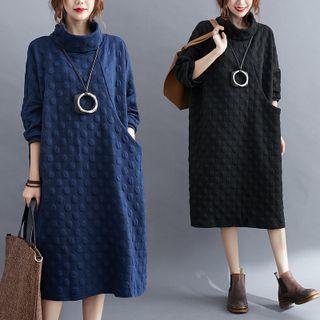 Mock Neck Dotted Sweatshirt Dress
