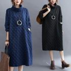 Mock Neck Dotted Sweatshirt Dress