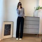 Set: Long-sleeve Top + Straight Leg Pants