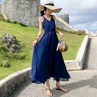 Strappy V-neck Tie-back Maxi Sundress