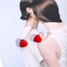 Non-matching Heart Dangle Earring Red - One Size