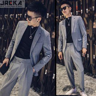 Set: Horse Embroidered Blazer + Dress Pants