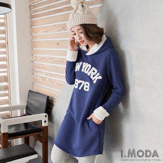 Lettering Hooded Quilted Tunic