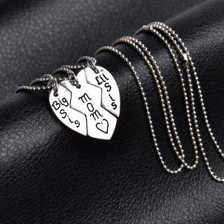 Set Of 3: Family Matching Heart-shaped Lettering Necklace