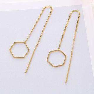 Hexagon Drop Threader Earrings