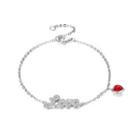 925 Sterling Silver Simple Romantic Letter Love And Red Heart Bracelet With Austrian Element Crystal Silver - One Size