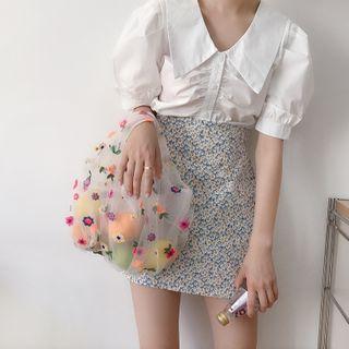 Floral Mesh Shopper Bag Floral - White - One Size