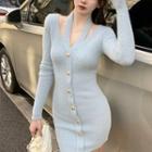 Cutout Button-up Mini Halter Dress In 5 Colors