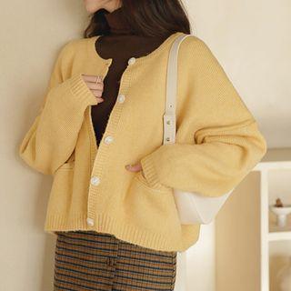 Drop-shoulder Dual-pocket Cardigan