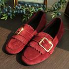 Buckled Fringed Faux-suede Loafers