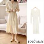 Long-sleeve Chiffon Midi A-line Shirt Dress