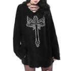 Cross Print Sweater Black - One Size