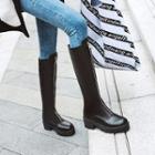 Faux Leather Front-zip Platform Tall Boots