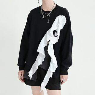 Contrast Ruffle Panel Sweatshirt