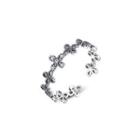 925 Sterling Silver Simple Elegant Flower Cubic Zirconia Adjustable Open Ring Silver - One Size