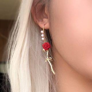 Flower Drop Earring 0867a - 1 Pair - Normal Hook Earring - Gold - One Size