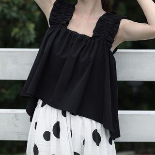 Plain Shirred Strap Sleeveless Top