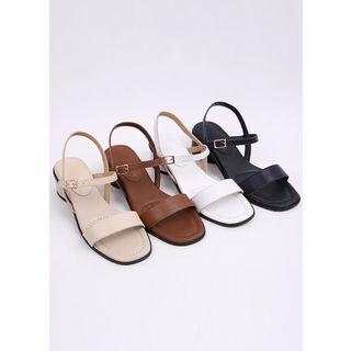 Dual-strap Kitten-heel Sandals
