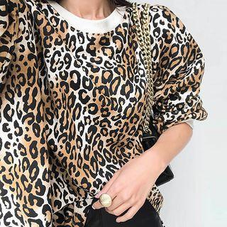 Leopard Pattern Oversized Pullover
