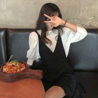 3/4-sleeve Blouse / Shoulder-tie A-line Dress