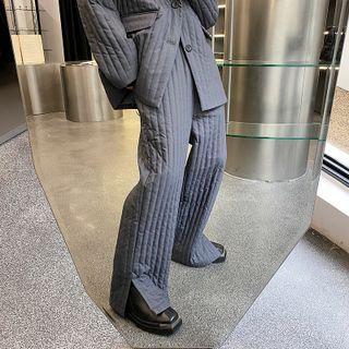 Slit-side Padded Straight Leg Pants