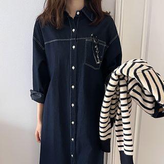 Stitch Denim Long Shirtdress