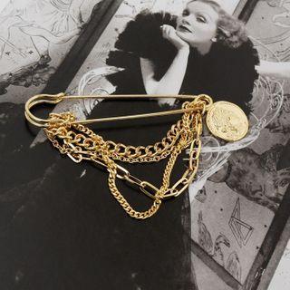 Chain-detail Brooch Gold - One Size
