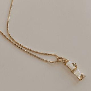 Alloy Bamboo Pendant Necklace Gold - One Size
