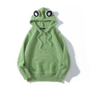 Cartoon Frog Knit Hoodie
