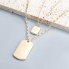 Set Of 2: Tag Pendant Alloy Necklace Set Of 2 - Gold - One Size