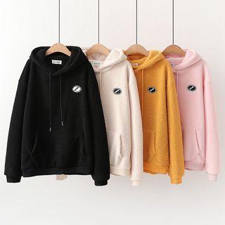 Embroidered Faux Shearling Hoodie