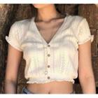 Short-sleeve Pointelle Knit Crop Top