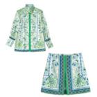 Paisley Print Blouse / Mini A-line Skirt