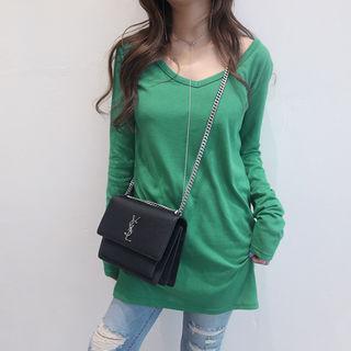 V-neck Long-sleeve Long Top