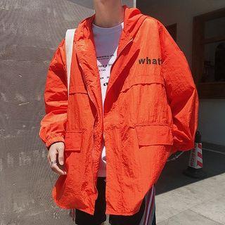 Plain Lettering-printed Loose-fit Jacket