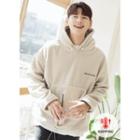 Letter-embroidered Oversized Fleece Hoodie